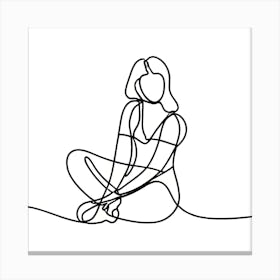 Woman Sitting On The Ground Canvas Print