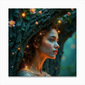 Fairy Girl In The Forest Canvas Print