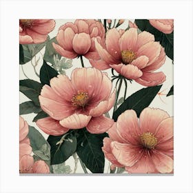 Pink Flowers Wallpaper Canvas Print