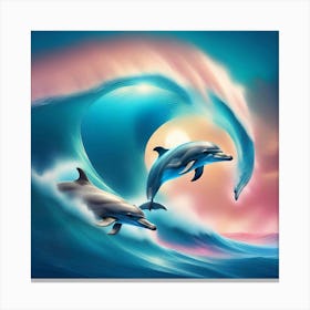 Dolphins In The Ocean Canvas Print