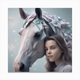 Girl With A Horse 8 Canvas Print