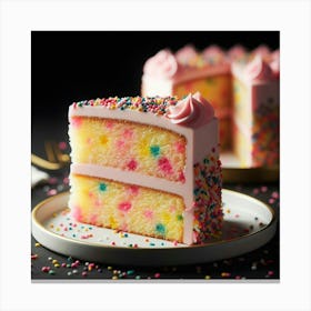 Pink Cake With Sprinkles Canvas Print