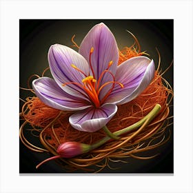 Saffron Flower And Stamens 1 Canvas Print