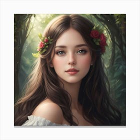 Lady of Roses in the Woods Canvas Print