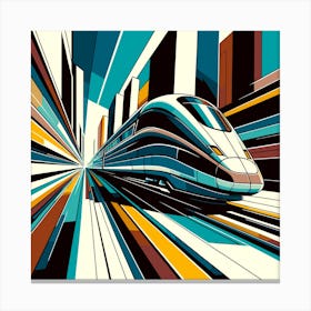Multicoloured Roaring Train Vector Canvas Print