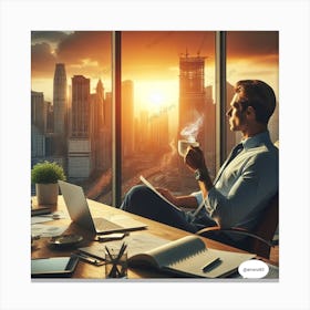 Businessman At Work Canvas Print