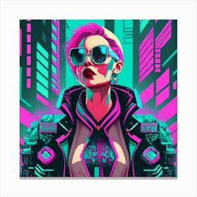 Pixel Art Cyberpunk Poster 4 Canvas Print