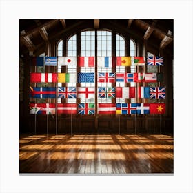 A Collection Of Intricately Designed Global Country Flags Aligned Neatly In A Grid With Each Flag (6) Canvas Print