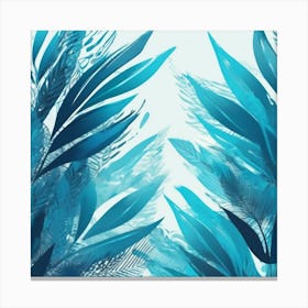 Blue wavy Leaves Canvas Print