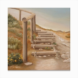 Stairway From The Beach Square Canvas Print