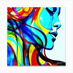 Lines Of A Face - Colorful Woman Canvas Print