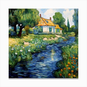 Floral Idyll on the Riverbank Canvas Print