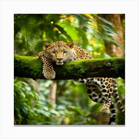 Leopard Resting On A Tree Branch Canvas Print