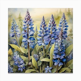 Blue Lupins art print Canvas Print