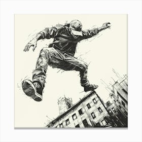 A Parkour Movement Hand Drawn Sketch 4 Canvas Print