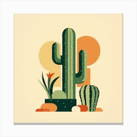 Rizwanakhan Simple Abstract Cactus Non Uniform Shapes Petrol 11 Canvas Print