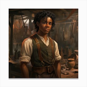 Young Black Man In A Workshop Canvas Print
