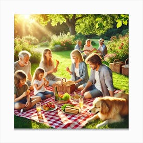 Family Picnic in the Park Wall Art: A Joyful Moment of Bonding and Laughter for Home Decor Print Art Canvas Print