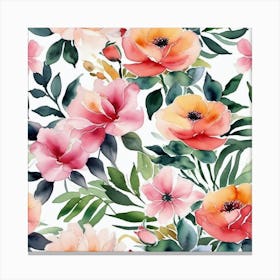 Watercolor Floral Pattern Canvas Print