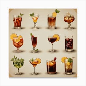 Default Drinks In The Style Of Different Historical Epochs Aes 3 Canvas Print