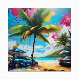 Car On The Beach 1 Canvas Print
