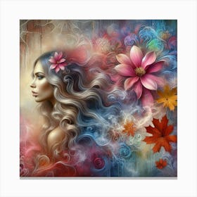 Girl With Flowers 17 Canvas Print