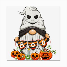 I Am Here For The Boo Funny Gnome Ghost Halloween Canvas Print