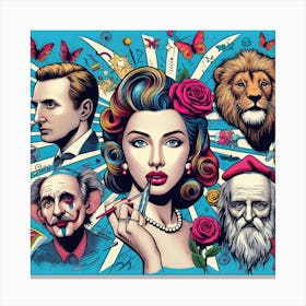 Woman With A Lion Canvas Print
