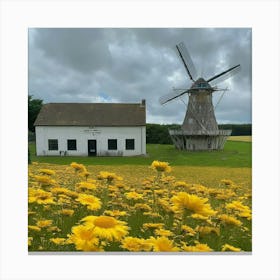 Windmill In The Field Canvas Print