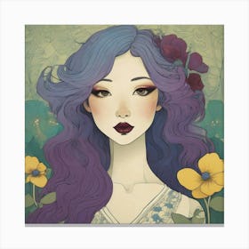 Asian Girl With Purple Hair 1 Canvas Print