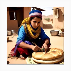 Bread Making In The Desert Canvas Print