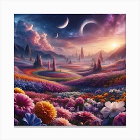 Flowers, And Space Canvas Print