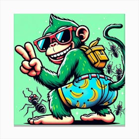 Monkey With Sunglasses Canvas Print