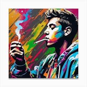 Young Man Smoking A Cigarette 4 Canvas Print