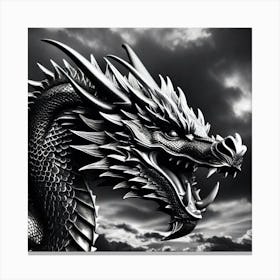 Black And White Dragon 4 Canvas Print