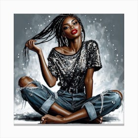 Black Girl In Jeans 1 Canvas Print