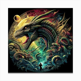 Dragon In The Night Canvas Print