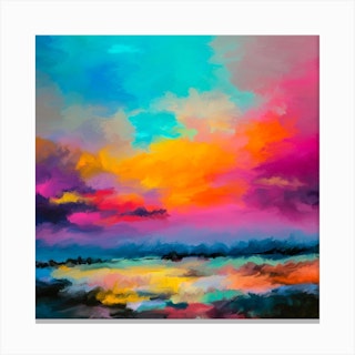 Colorful Nature Painting Square Canvas Print