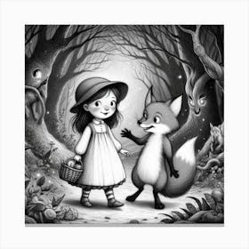 Girl and fox 2 Canvas Print