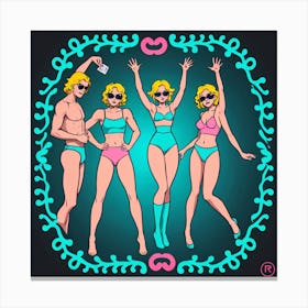 Four Girls In Bikinis 1 Canvas Print