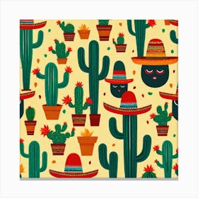 Mexican Cactus Pattern 8 Canvas Print