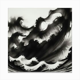 Waves In Black And White 1 Canvas Print