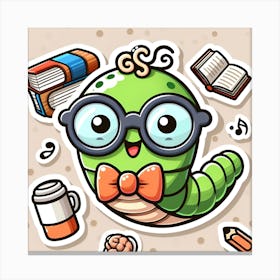 School Worm Sticker Canvas Print