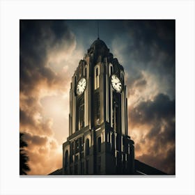 Clock Tower At Sunset Canvas Print