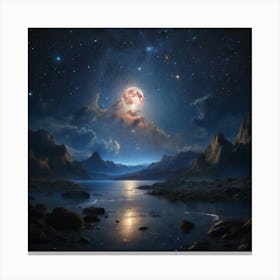 Full Moon Over Lake Canvas Print