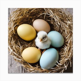 Easter Eggs In A Nest Canvas Print