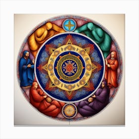 In A Circle Of Unity, Hands Hold Symbols Of Diverse Faiths 2 Canvas Print