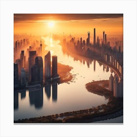 Sunrise Over Shanghai Canvas Print