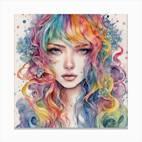 Rainbow Haired Girl Canvas Print