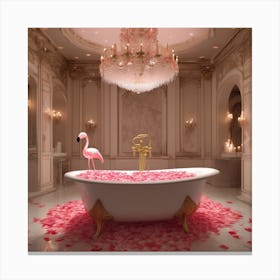 Flamingo In Bathroom Gracefully Wading 2 Canvas Print